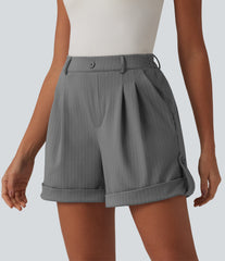 High Waisted Stripe Casual Shorts 5'' with Pockets