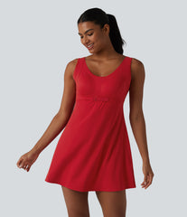 Halara UltraSculpt™ Push-Up 2-in-1 Mini Tennis Active Dress DD-F Cups with Pockets-Easy Peezy Edition