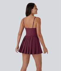 Breezeful™ Pleated Adjustable Buckle 2-in-1 Pocket Micro Mini Quick Dry Casual Slip Dress