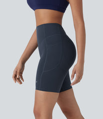 Halara UltraSculpt™ High Waisted Tummy Control Butt Lifting Ruched Shaping Yoga Biker Shorts 7'' with Pockets