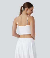 Eyelet Cropped Tank Top
