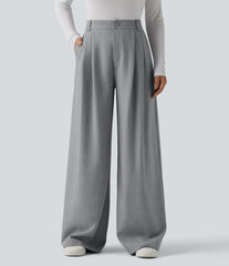 High Waisted Wide Leg Baggy Work Pants with Pockets