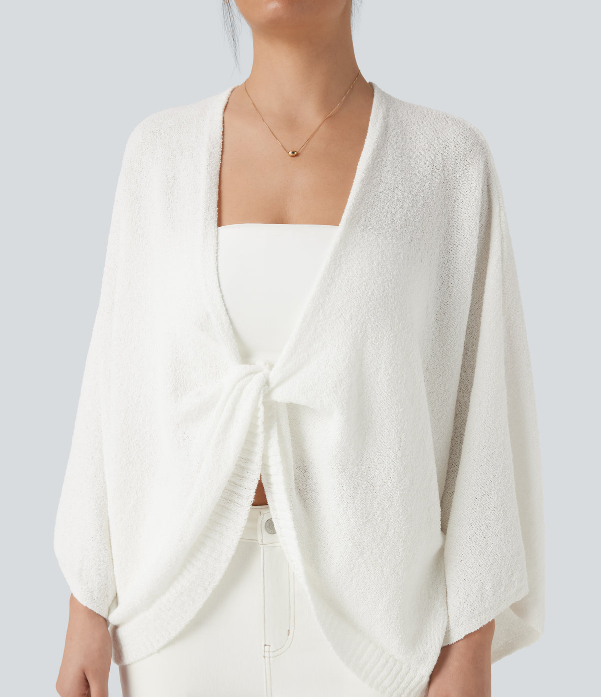 Deep V-neck Batwing Sleeve Relaxed Fit Casual Cardigan