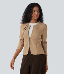 Round Neck Hook and Eye Work Blazer