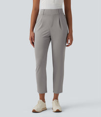 High Waisted Tapered Crepe Golf Pants with Pockets