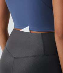 SoftlyZero™ Faux Leather Crossover Pocket Foil Print Stretchy Casual Leggings