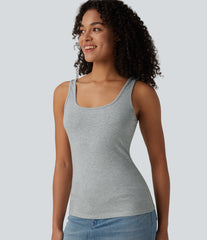 Halara Cotton Jersey U Neck Casual Tank Top
