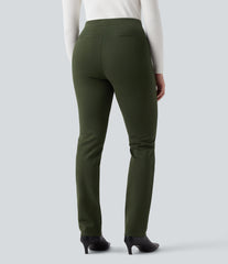 Halara Flex™ Wear-Resistant Mid Rise Ponte Roma Slim Work Pants with Pockets