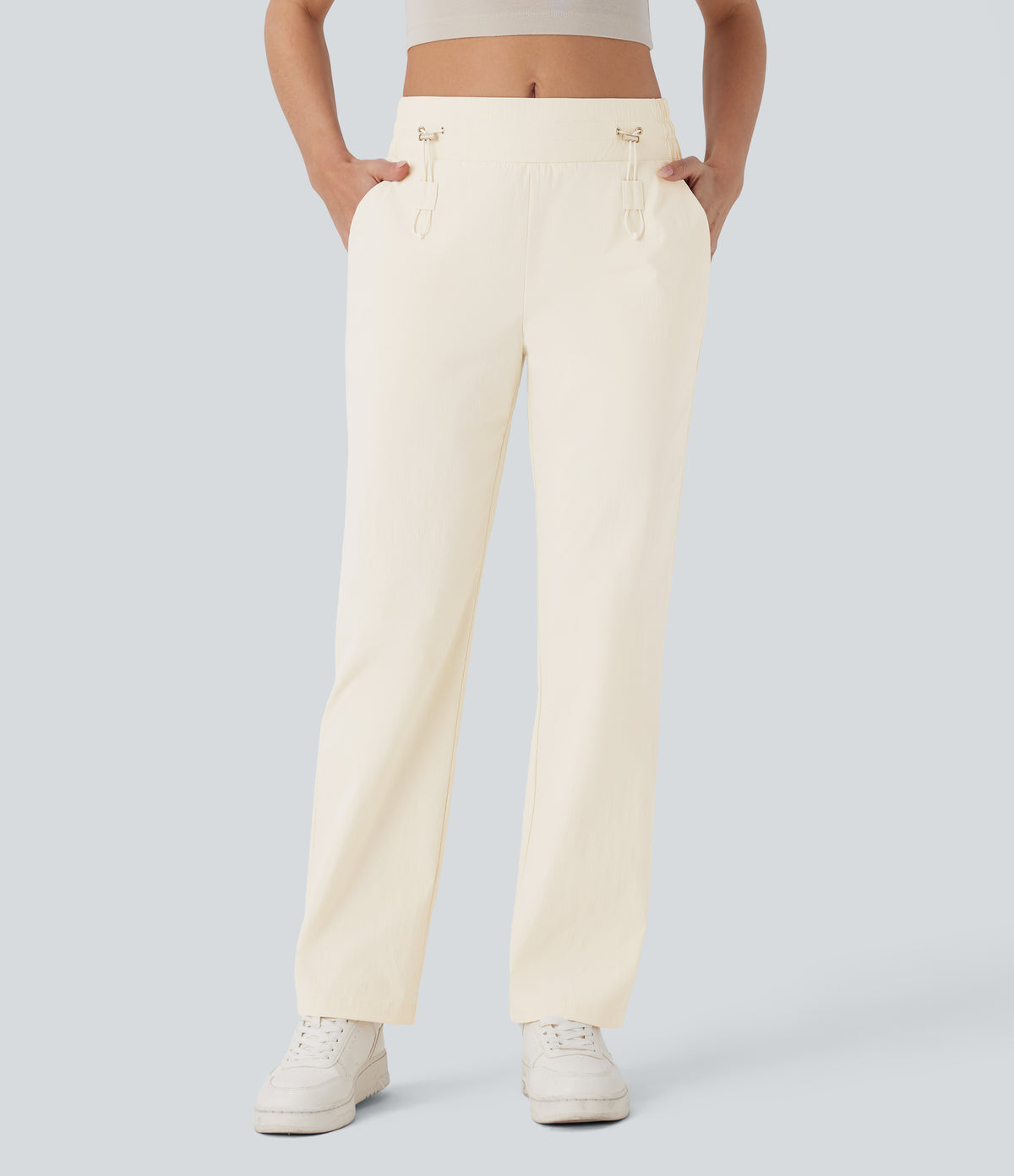 Wear-Resistant Mid Rise Pocket Straight Leg Casual Pants