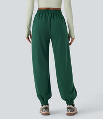 High Waisted Drawstring Pocket Running Baggy Joggers