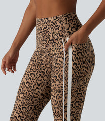 Halara UltraSculpt™ Leopard Print High Waisted Tummy Control Color Block Stripe Bootcut Training Leggings with Pockets