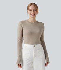 Round Neck Long Sleeve Work Sweater