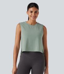 Round Neck High Low Quick Dry Workout Tank Top