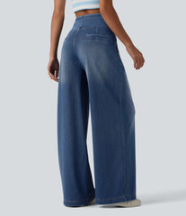 Halara Flex™ High Waisted Wide Leg Washed Casual Jeans with Pockets