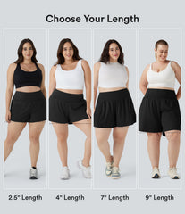 Plus Size SoftlyZero™ Airy Super High Waisted 2-in-1 InstantCool Yoga Shorts 9'' with Pockets