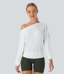 One Shoulder Oversize InstantCool Quick Dry Yoga Sports Top
