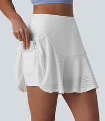SoftlyZero™ Airy High Waisted Eyelet 2-in-1 InstantCool Mini Tennis Skirt with Pockets-UPF50+