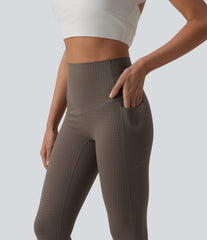 Halara UltraSculpt™ Houndstooth Print High Waisted Tummy Control Shaping Running Leggings with Pockets