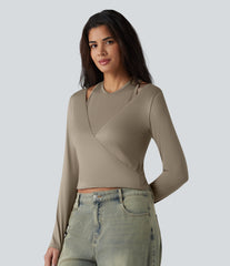 Halter Long Sleeve Casual T-Shirt