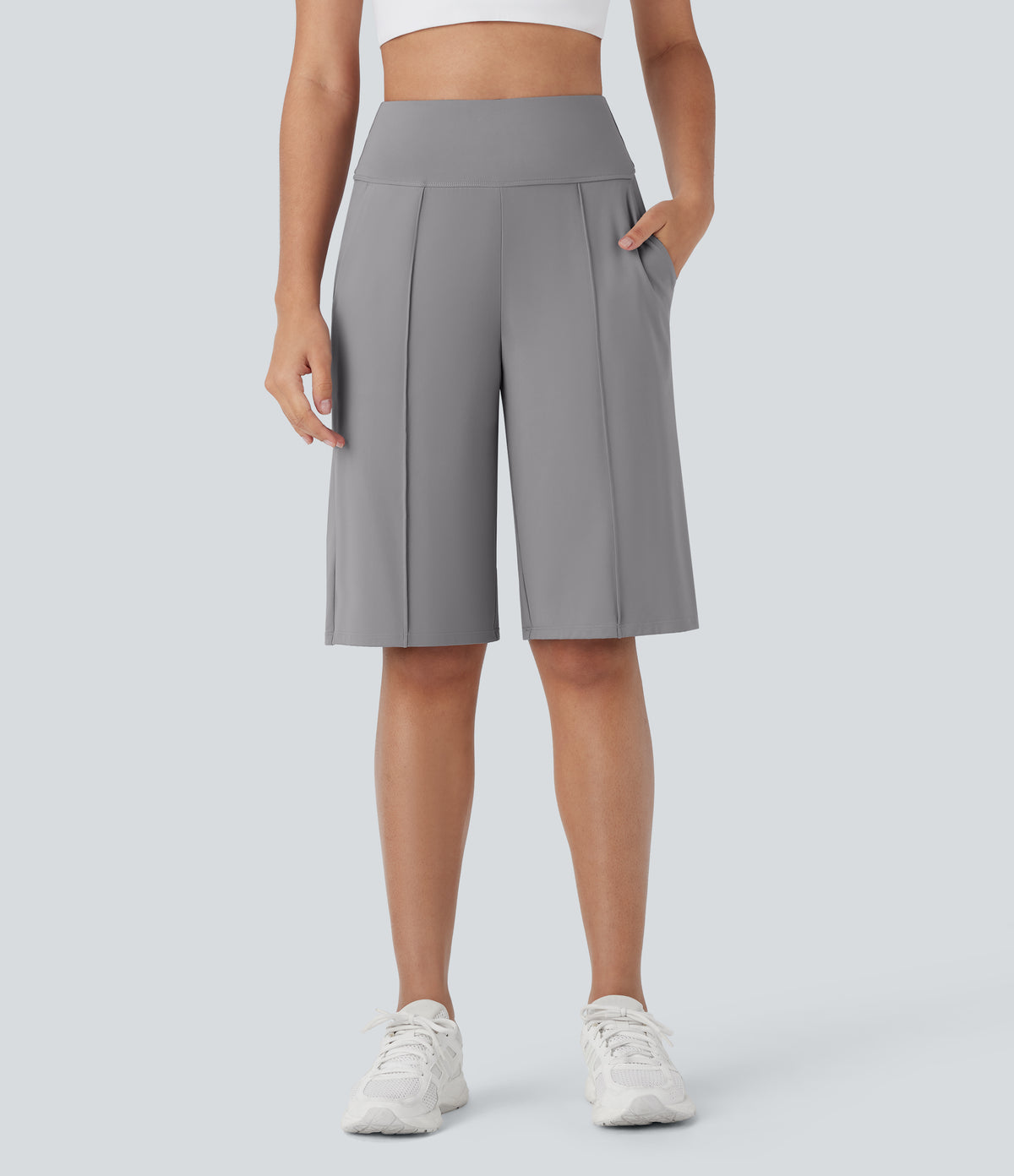 SoftlyZero™ Airy High Waisted Pocket Straight Leg InstantCool Workout Bermuda Shorts-UPF50+