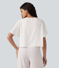 Flounce Short Sleeve Casual Chiffon Coat