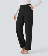 High Waisted Pocket Straight Leg Work Pants