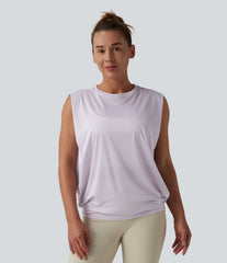 Round Neck Ruched Workout Tank Top