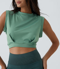 Crew Neck Sleeveless Cropped Yoga Tank Top