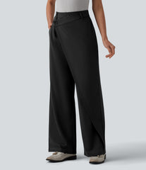 Halara Flex™ DayStretch Asymmetrical High Waisted Straight Leg Work Pants with Pockets