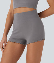 OneForm Seamless Flow High Waisted Lettuce Trim Lounge Shorts 2.5''