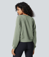 SpacerTek™ Round Neck Raglan Sleeve Solid Casual Sweatshirt