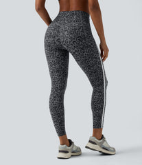 Halara UltraSculpt™ Leopard Print High Waisted Tummy Control Color Block Stripes Training 7/8 Leggings with Pockets