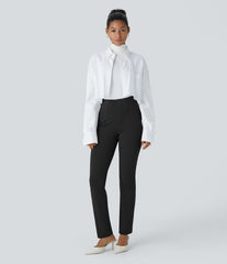 High Waisted Decorative Pocket Skinny Casual Pants
