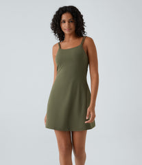 SoftlyZero™ Plush Double Straps 2-Piece Pocket Slip Dance Active Dress A-D Cups