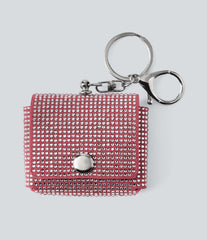 Rhinestone-Studded Metal Chain Small Bag Earphone Case