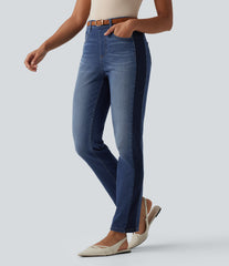 Halara Flex™ High Waisted Slim Color Block Casual Jeans with Pockets