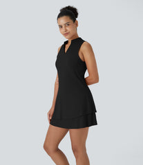 SoftlyZero™ Airy Tiered Ruffle 2-Piece Pocket InstantCool Mini Golf Active Dress-UPF50+