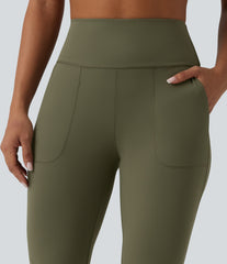Halara UltraSculpt™ High Waisted Tummy Control Split Hem Pedal Pusher Slim Yoga Leggings with Pockets