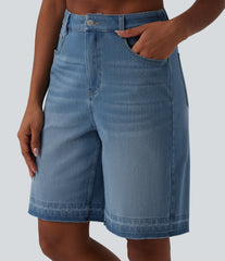 Halara Flex™ High Waisted Denim Casual Bermuda Shorts with Pockets