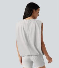 Round Neck Stripe Workout Tank Top