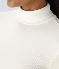 Ribbed Knit High Collar Long Sleeve Casual Top