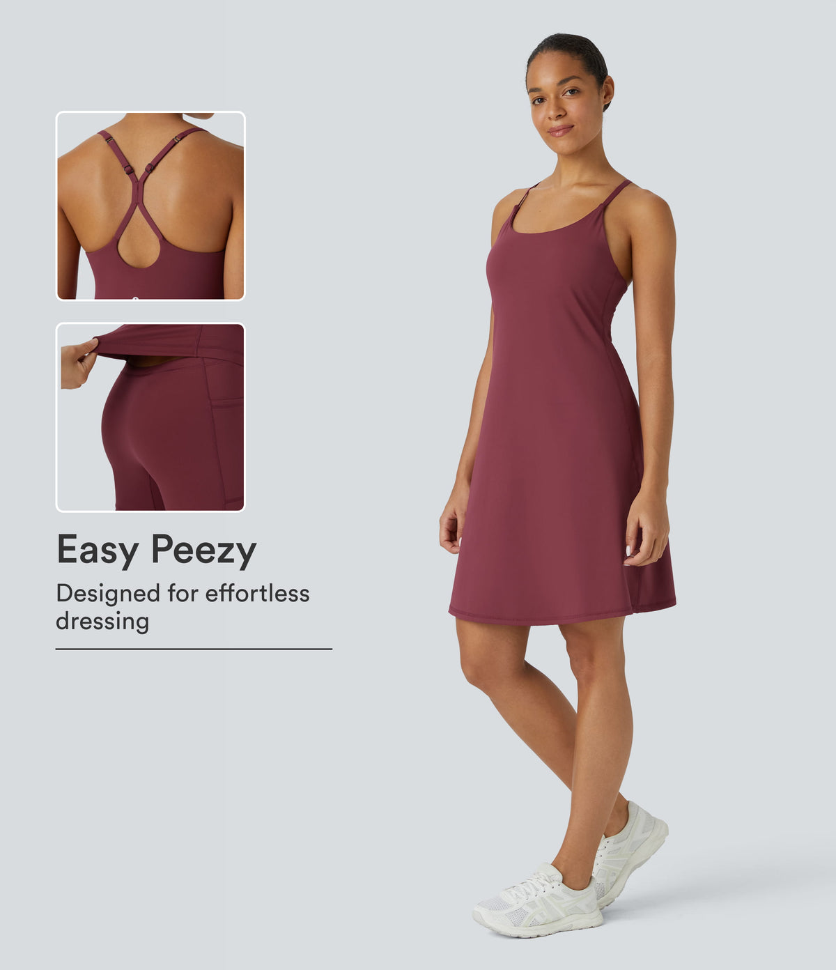 SoftlyZero™ Airy Cut Out 2-in-1 Pocket InstantCool Longer Active Dress-Easy Peezy Edition-UPF50+