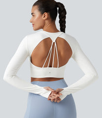 Backless Long Sleeve Thumb Holes InstantCool Quick Dry Yoga Sports Top-UPF50+
