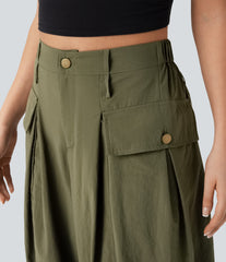 High Waisted Flap Pockets Casual Cargo Joggers