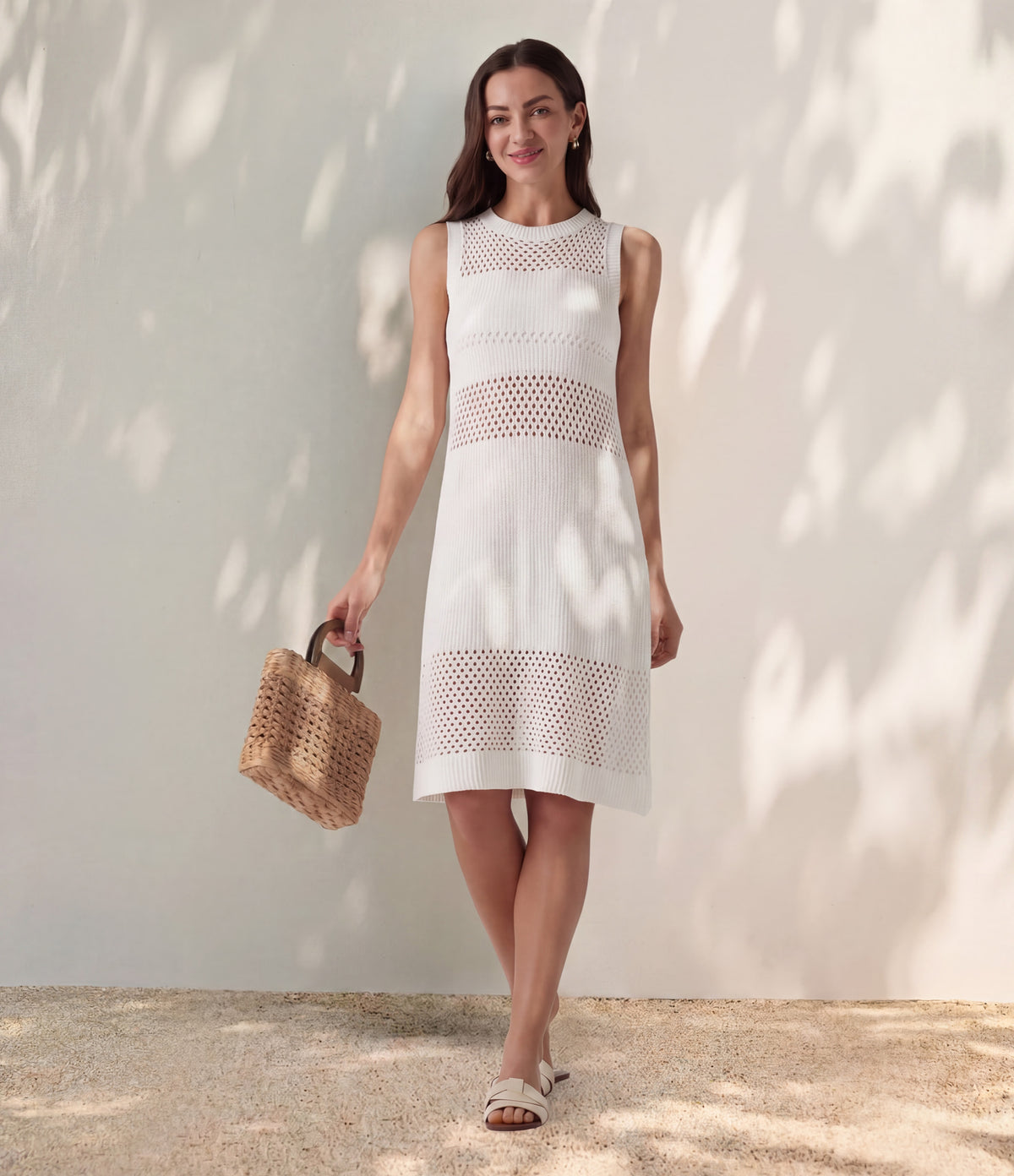 Round Neck Sleeveless Cut Out Mini Dress