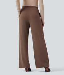 SpacerTek™ High Waisted Wide Leg Work Pants with Pockets