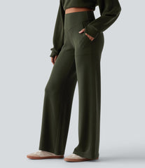 High Waisted Casual Baggy Pants with Pockets