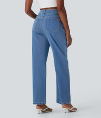 Halara Flex™ Mid Rise Washed Casual Baggy Jeans with Pockets