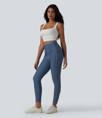 Halara Flex™ High Waisted Tummy Control Stripes Denim Casual 7/8 Leggings with Pockets