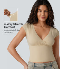 High Stretch Skin Friendly V-neck Short Sleeve Ultra-slim Casual T-Shirt